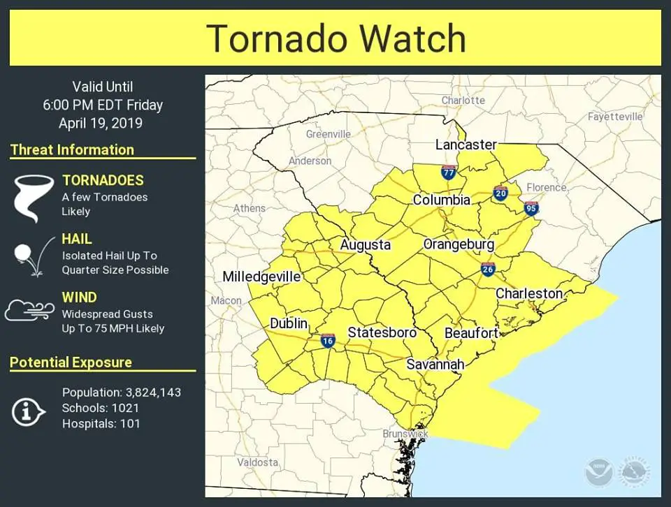 Tornado watch until 6 p.m. Friday for Southeast and Coastal Georgia