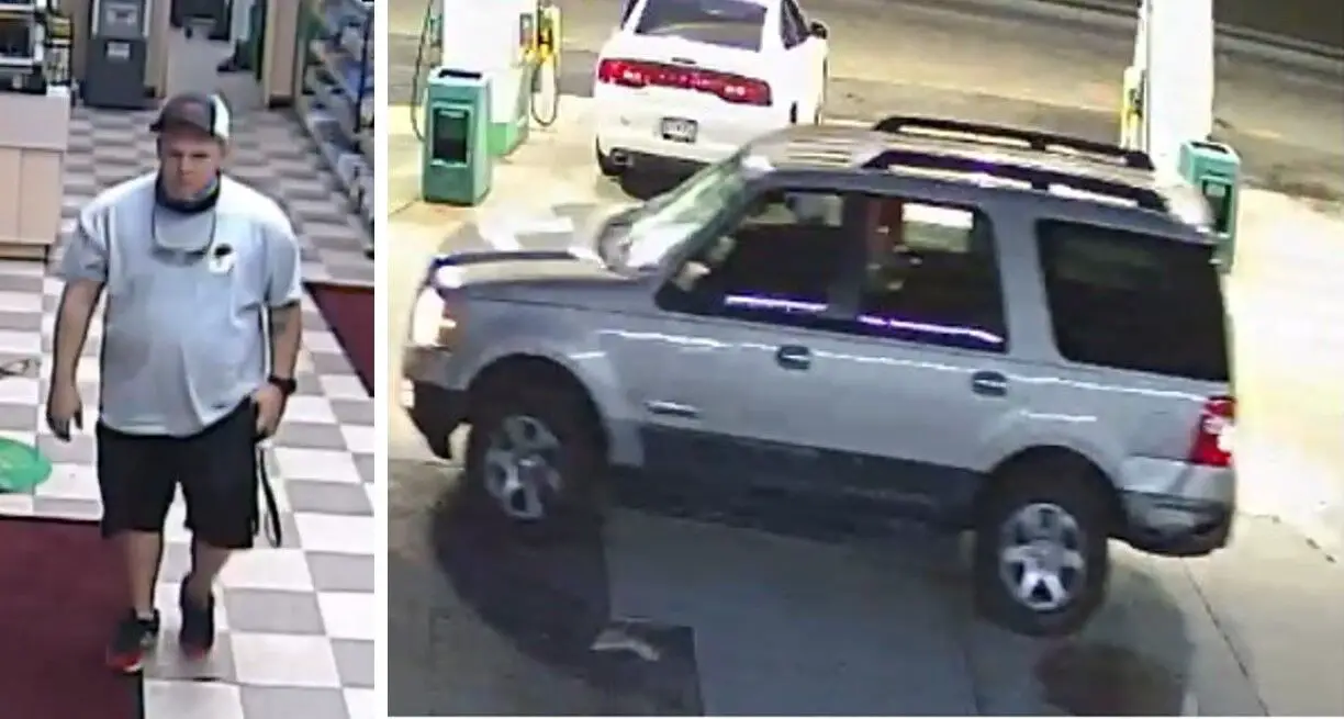 Police search for suspect in hit-and-run collision at gas station air pump that caused serious injury