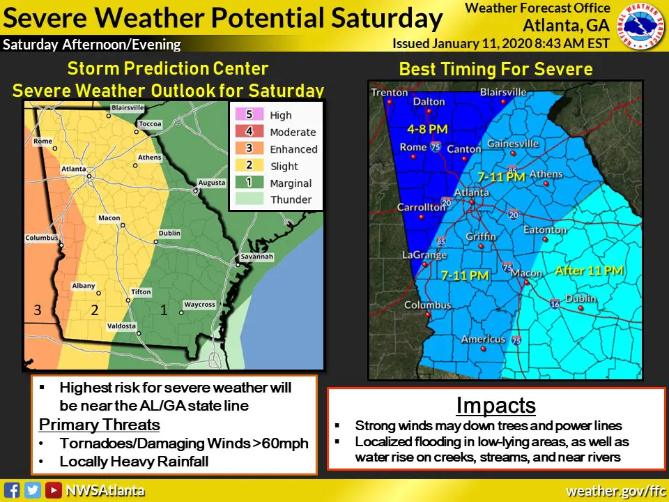 Severe Weather Update: Worst weather expected at Georgia state line