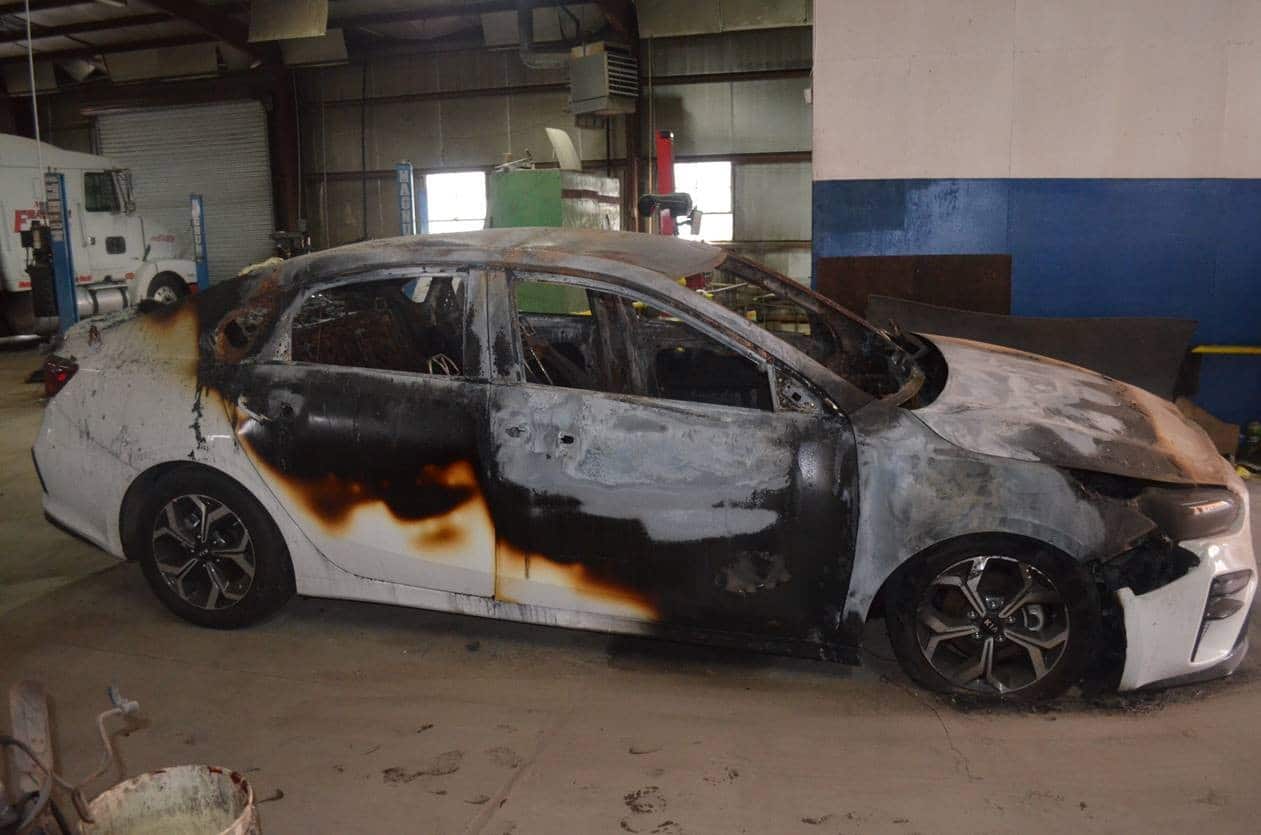 A stolen car was burned in an alley in Cordele