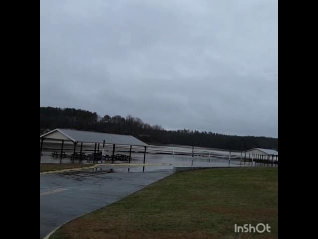 VIDEO: Georgia lake jumps its banks into a playground