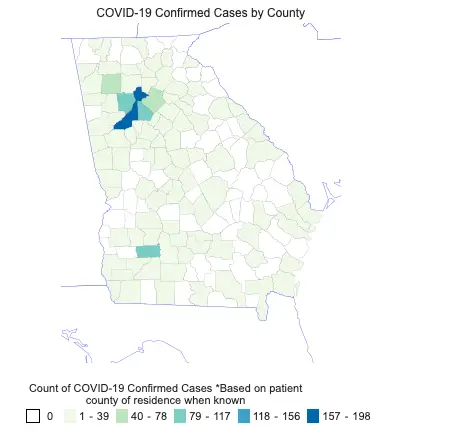 Coronavirus has spread to 96 of Georgia's 159 counties