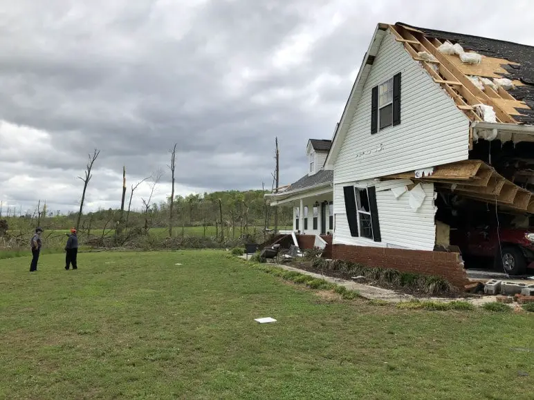 LAFAYETTE -- The Easter Sunday storm that may have spawned a tornado in the Center Post community damaged nearly two dozen homes. Walker County Fire Rescue personnel made the finding during a preliminary damage assessment along a four-mile stretch that included Ramey Road, Halls Valley Road and Highway 151.