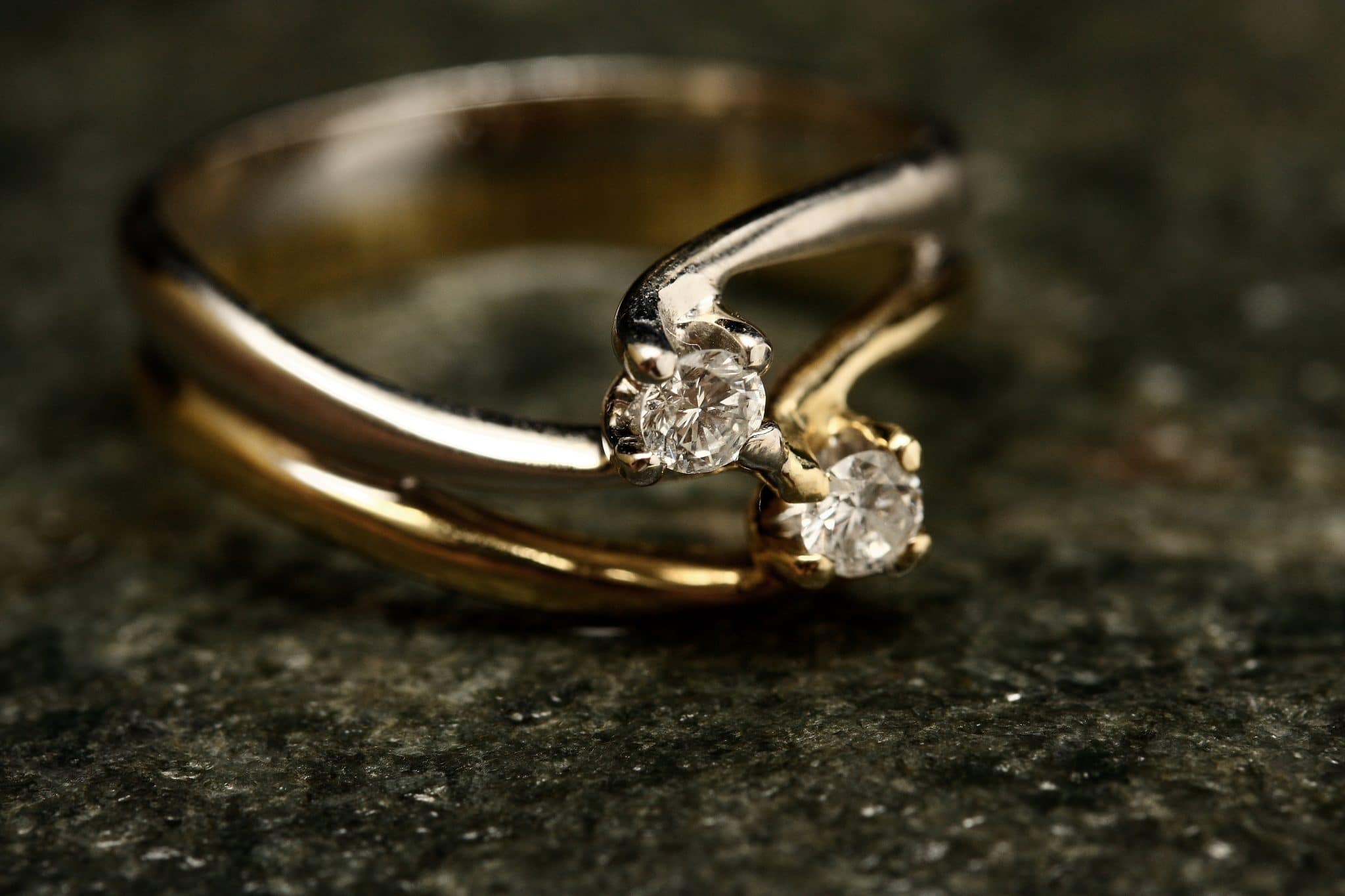 Close up photo of ring with diamonds
