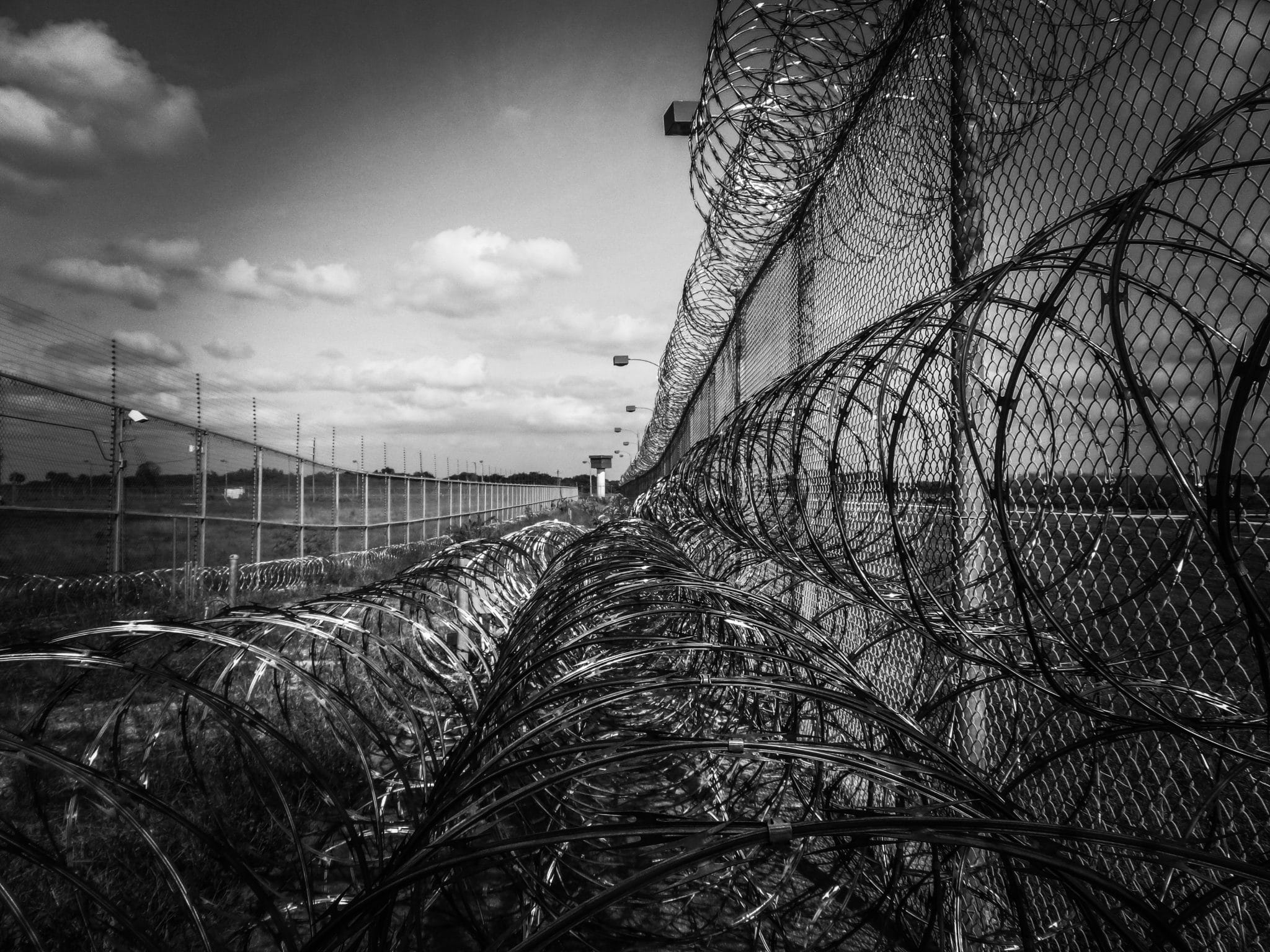 prison fence, razor ribbon, wire