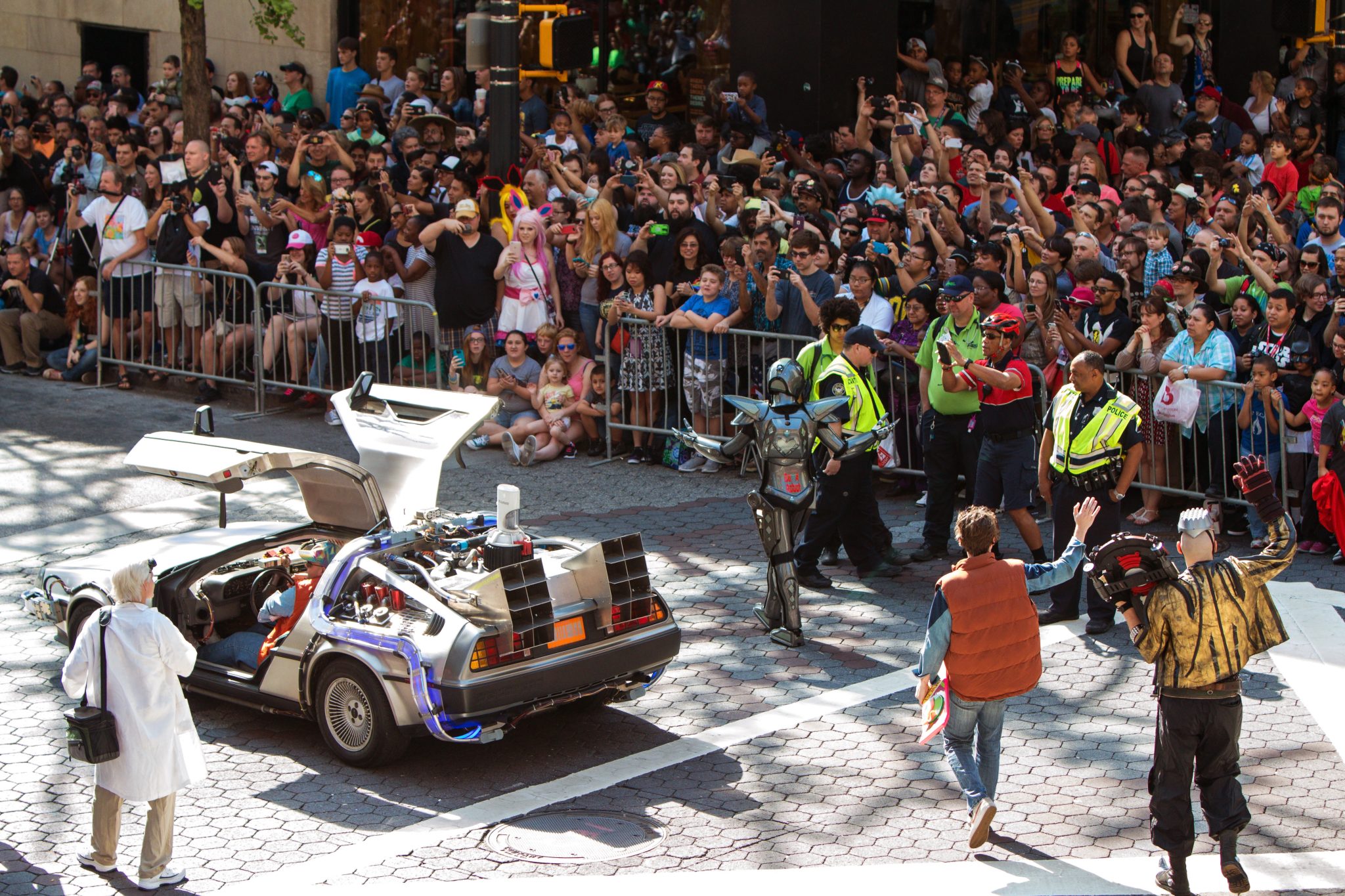 Back To The Future Characters Participate In Dragon Con Parade