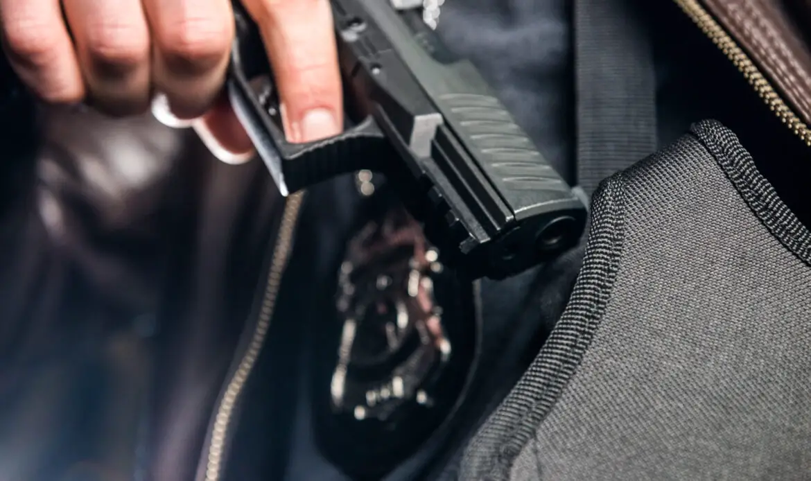 Officer With Badge And Gun