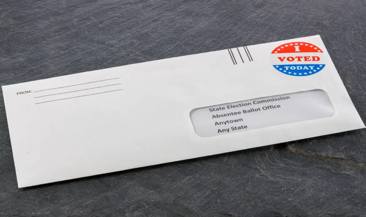 Envelope addressed to state election committe for voting by mail