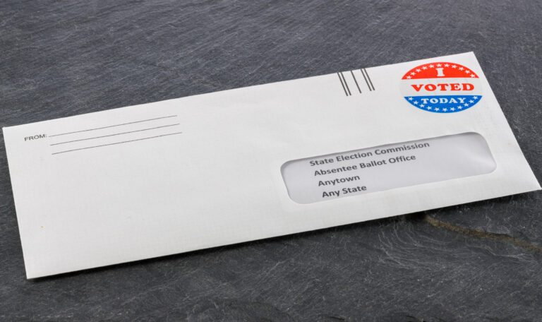 Envelope addressed to state election committe for voting by mail