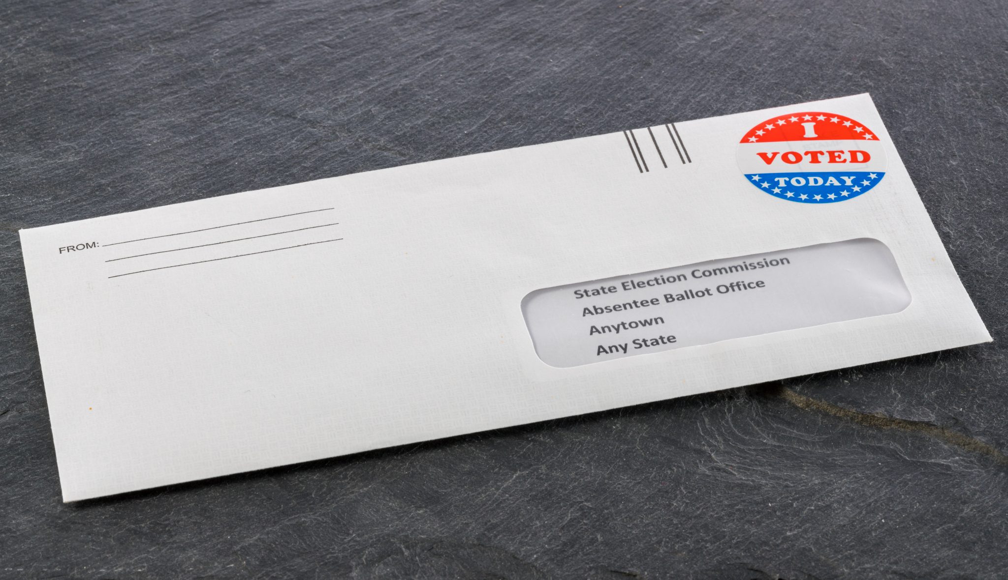 Envelope addressed to state election committe for voting by mail