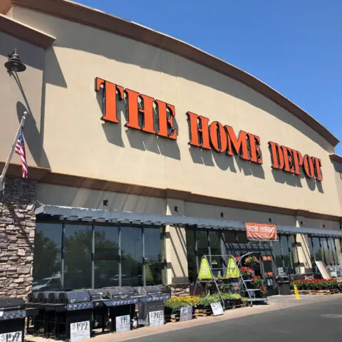 Home Depot is the largest Home Improvement Retailer in the United States.Exterior view of Home Depot with logo on the outside of the store.