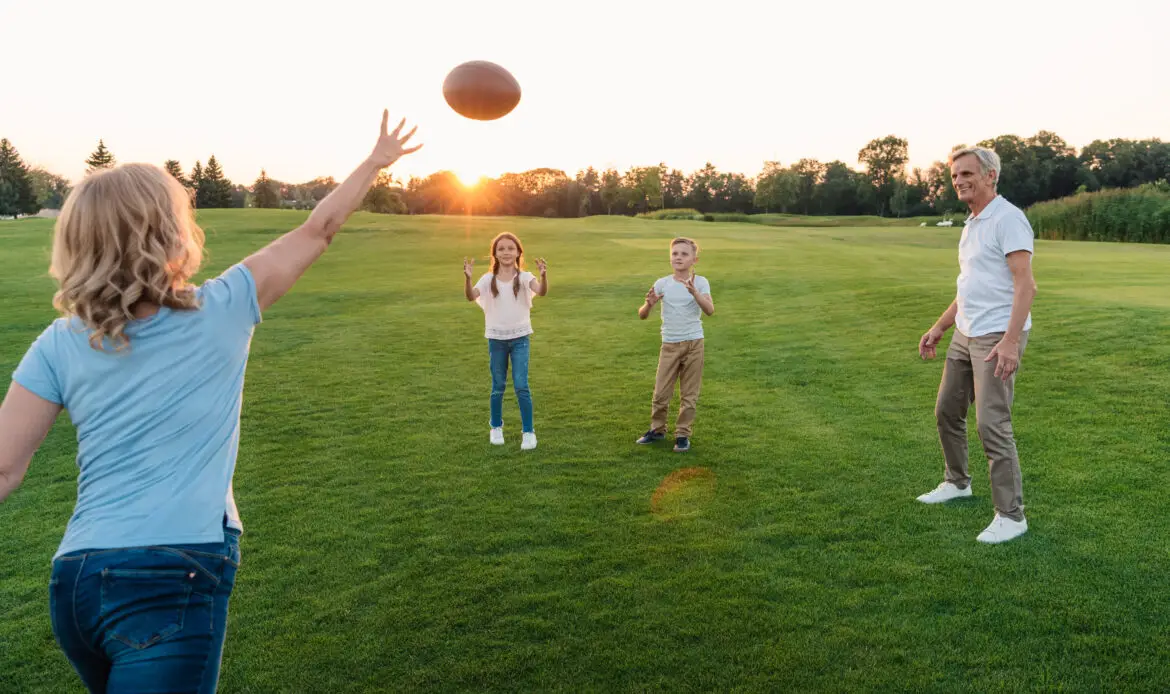 family playing american football