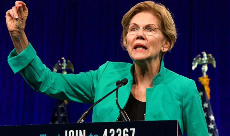 San Francisco, CA - August 23, 2019: Presidential candidate Elizabeth Warren speaking at the Democratic National Convention summer session in San Francisco, California.