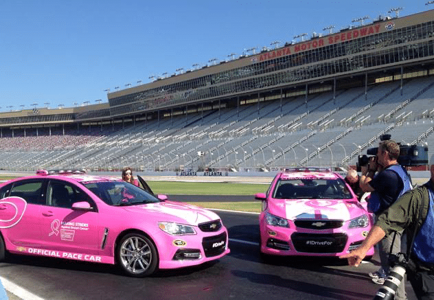 The American Cancer Society and Atlanta Motor Speedway are offering race fans and all car enthusiasts a chance to drive onto the high banks of its historic 1.54-mile oval to benefit breast cancer patients and raise funds for research.