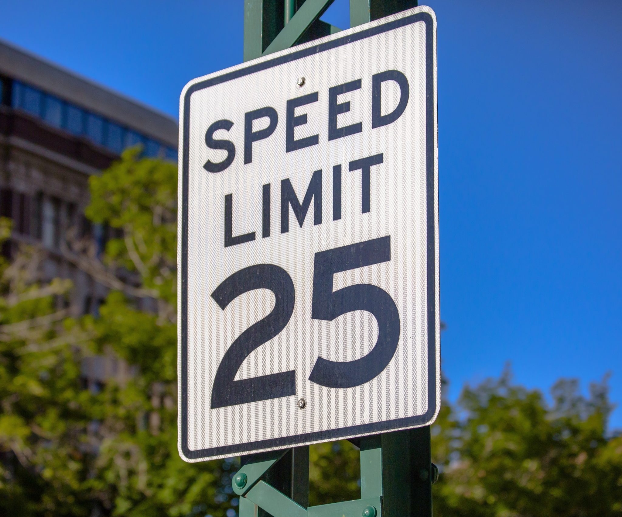 Speed limit 25 sign closeup