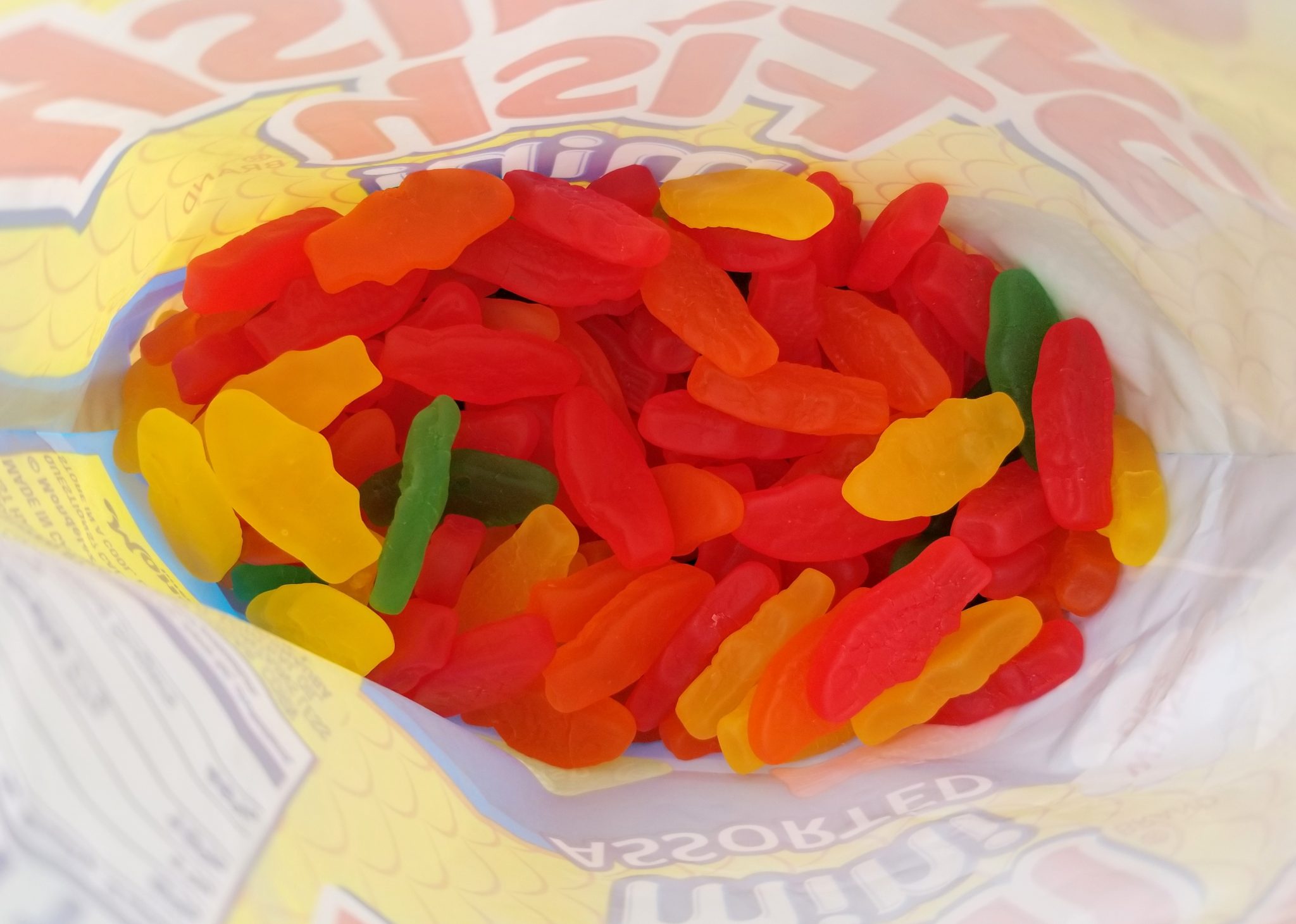 Wilmington, Delaware, U.S.A - August 11, 2020 - Variety of Swedish Fish flavored candies inside a bag