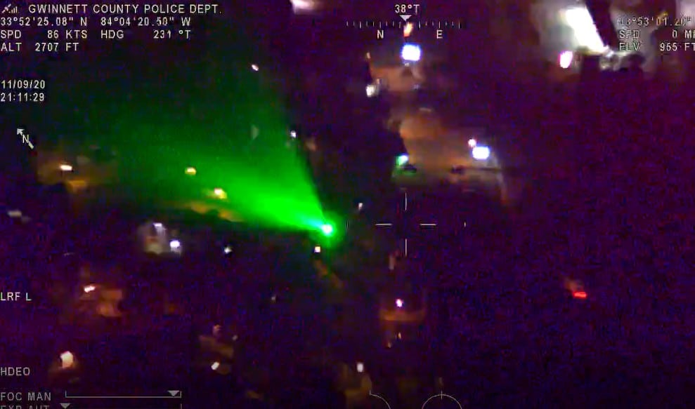 LILBURN -- A Georgia man has been arrested for pointing a laser at a police helicopter in Gwinnett County.