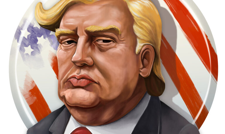 Cartoon Portrait of Donald Trump - Illustrated by Erkan Atay
