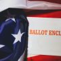 Mail In Ballot In American Flag Presidential Race Concept