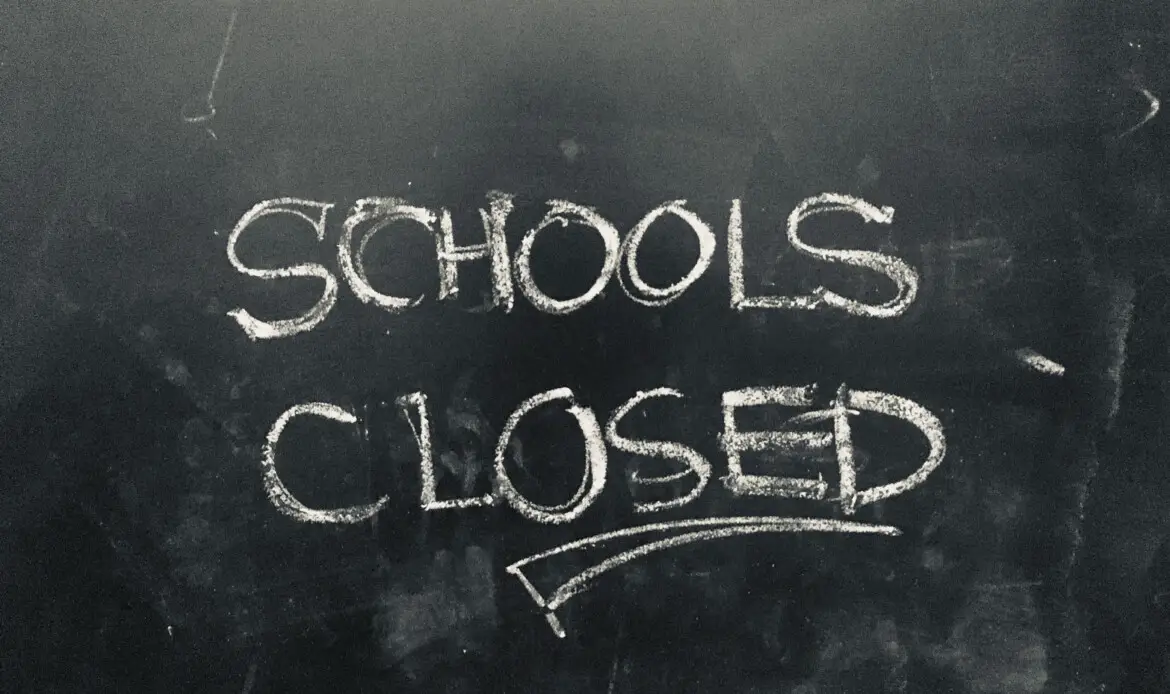 Schools Closed handwritten on Blackboard as JPG File