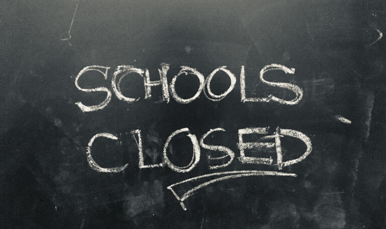 Schools Closed handwritten on Blackboard as JPG File