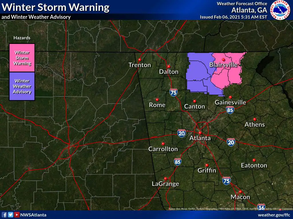 North Georgia could get up to three inches of snow tonight
