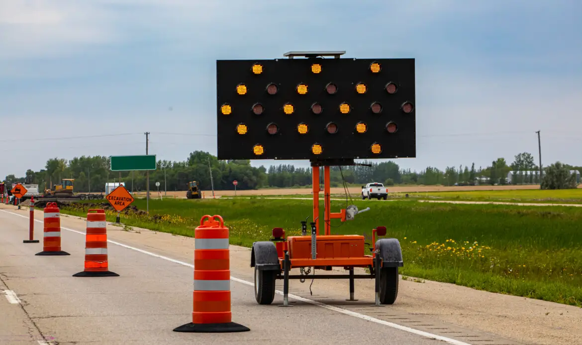 Roadside construction warning signs