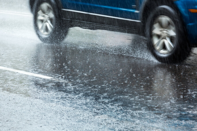 Wet roads reported in Crisp County Car on wet road