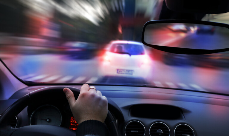 Police chased the fleeing car through the streets of the city