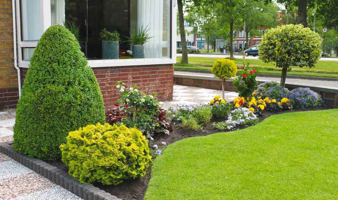 Small garden in front of the Dutch house. Netherlands