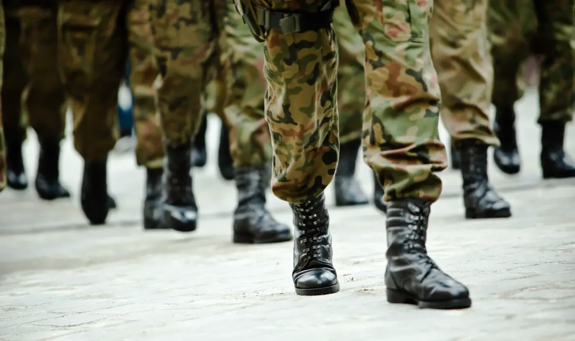 Soldiers of the armed forces marching