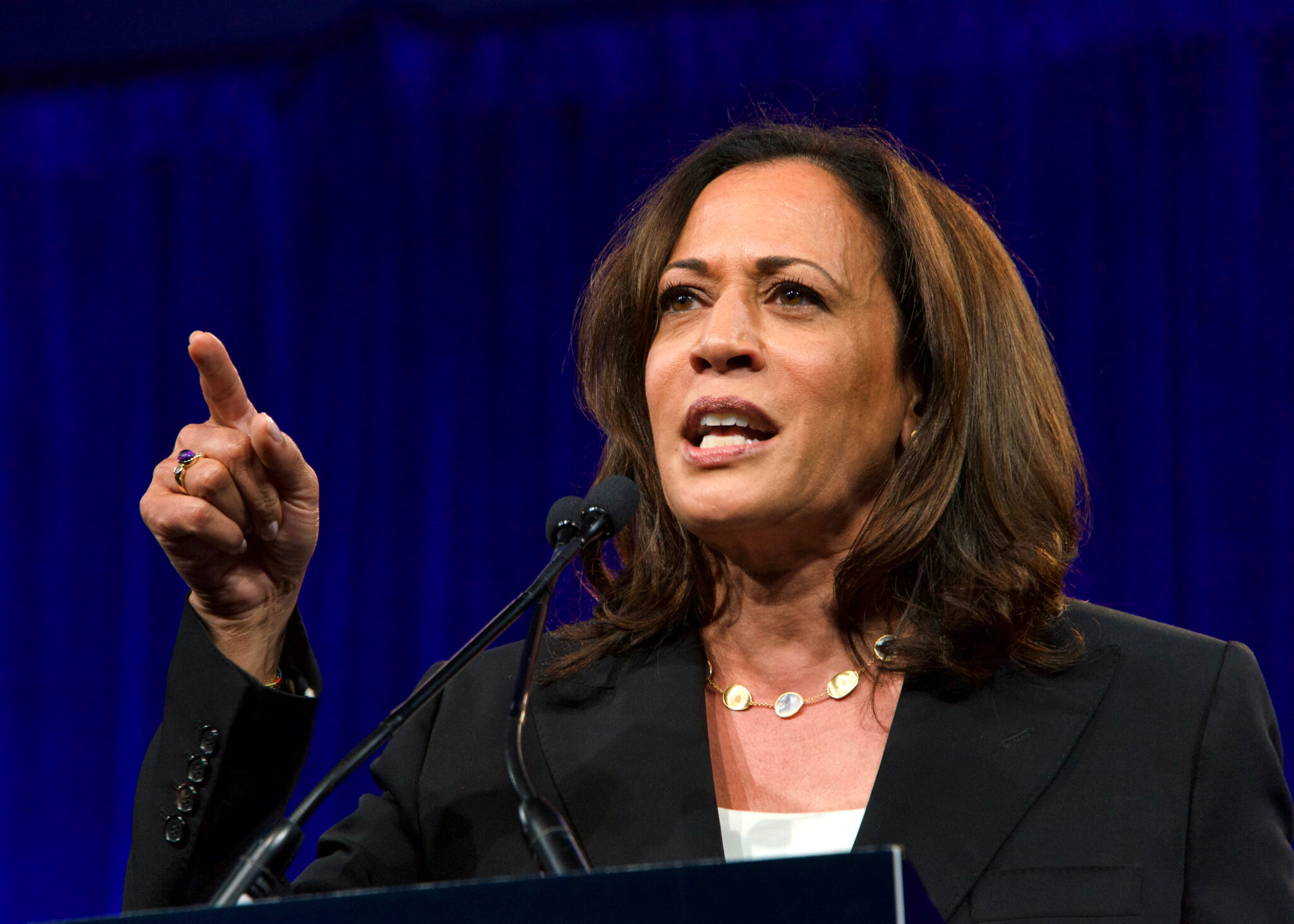 San Francisco, CA - August 23, 2019: Presidential candidate Kamala Harris speaking at the Democratic National Convention summer session in San Francisco, California.