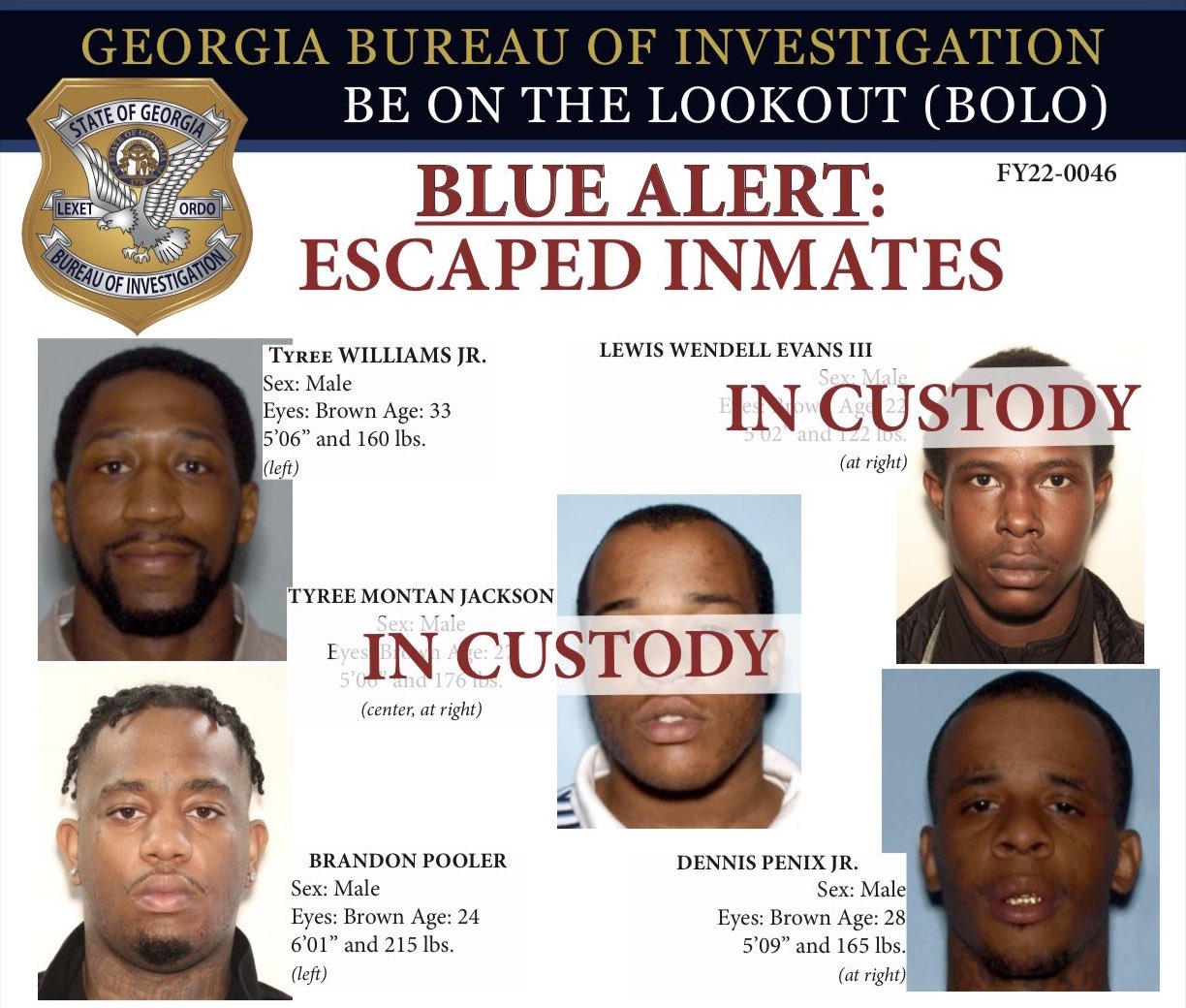 Escaped prisoners update: Two inmates captured, three still on the run