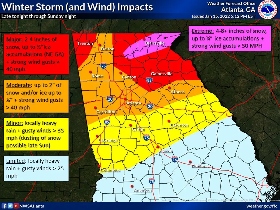 Here's the latest in Georgia's changing snow forecast
