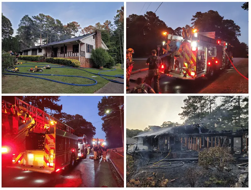 Firefighters responded at 7:27 p.m. Sunday evening to a neighbor’s report of a house fire on Ridgewood Drive in Lilburn.