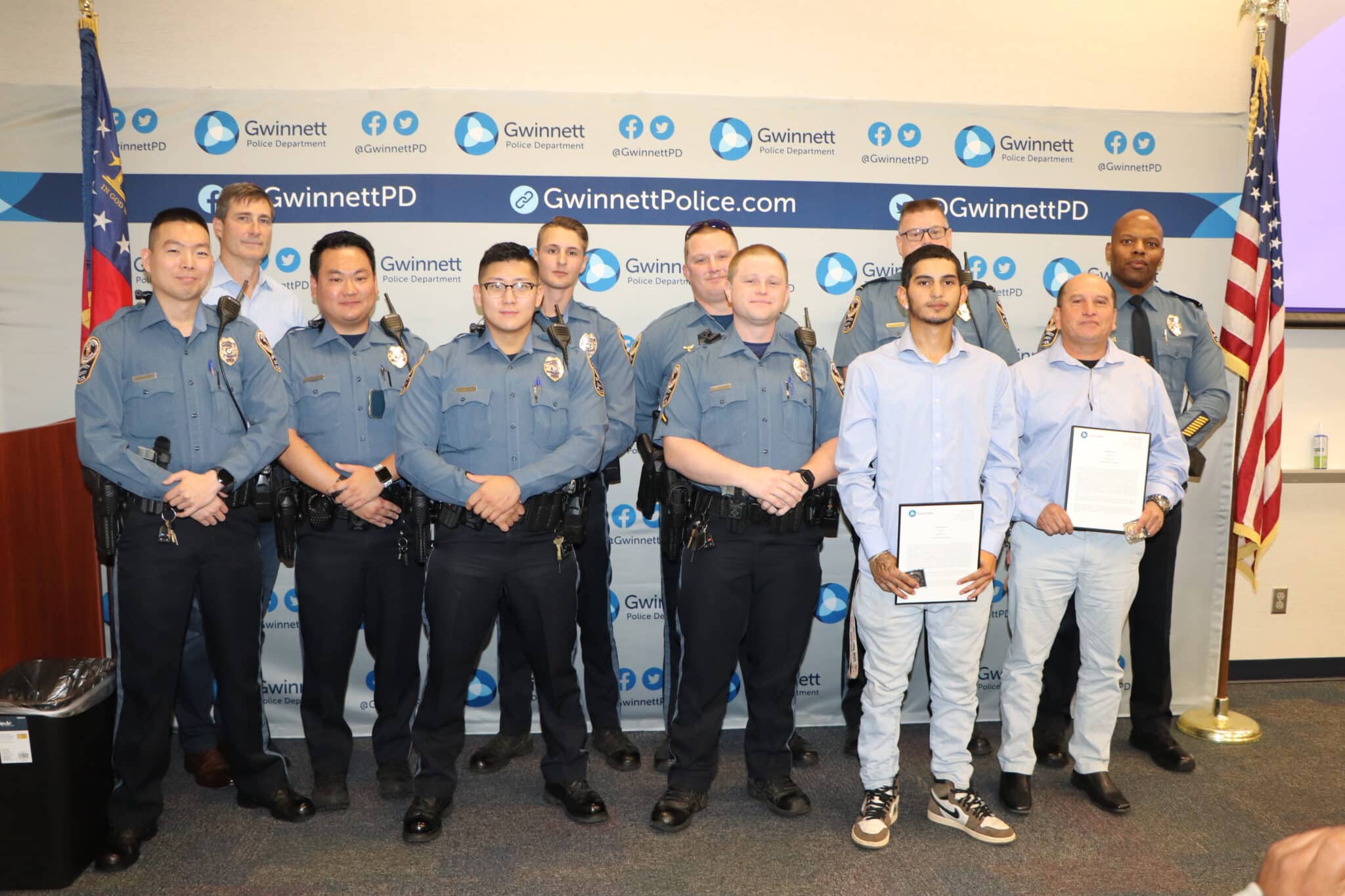 Gwinnett Police Honor Good Samaritans Who Helped an Officer in Distress
