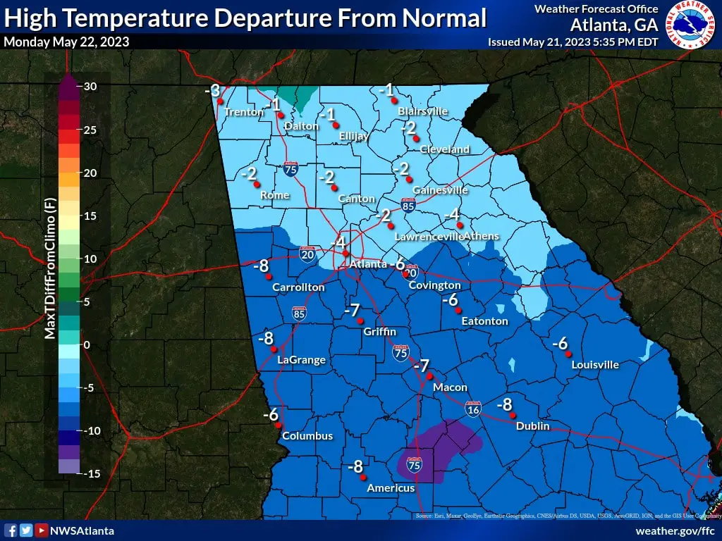 Cooler temperatures expected in Georgia this week