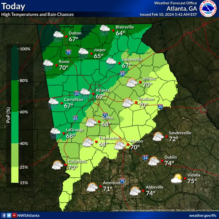 Georgia Prepares for a Wet Weekend with Drizzle and Rain