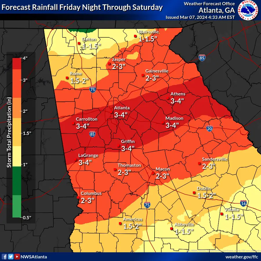 Weekend Weather: Flooding and Severe Storm Risks Across Georgia