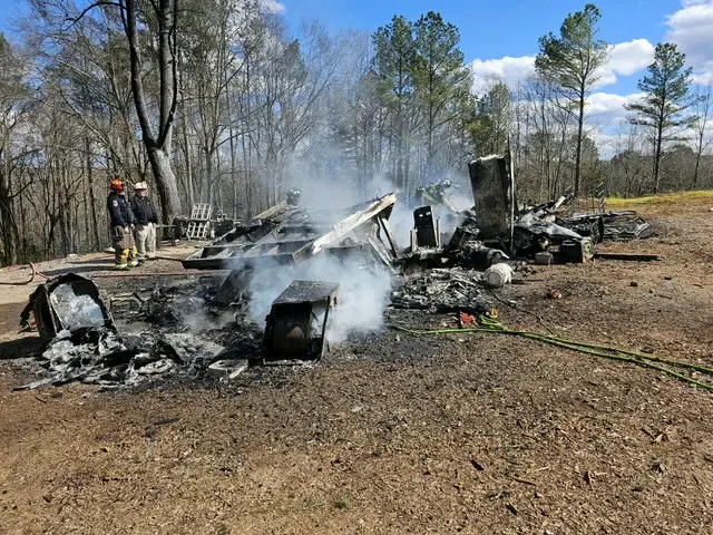 An RV and an Outbuilding Were Consumed by Fire in Pickens County