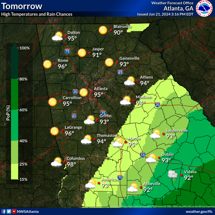 The state of Georgia is in for a hot weekend with temperatures soaring across the board on Saturday and Sunday.
