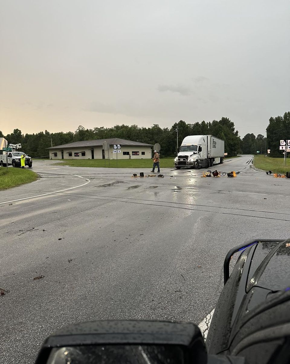 Storm Knocks Down Traffic Light at Candler County Intersection