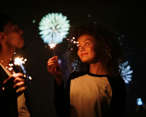 Couple Holding Sparklers
