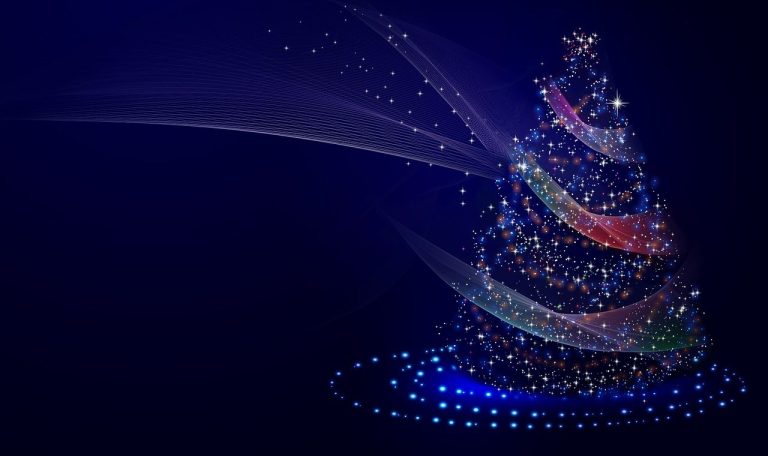 christmas tree, lights, stars