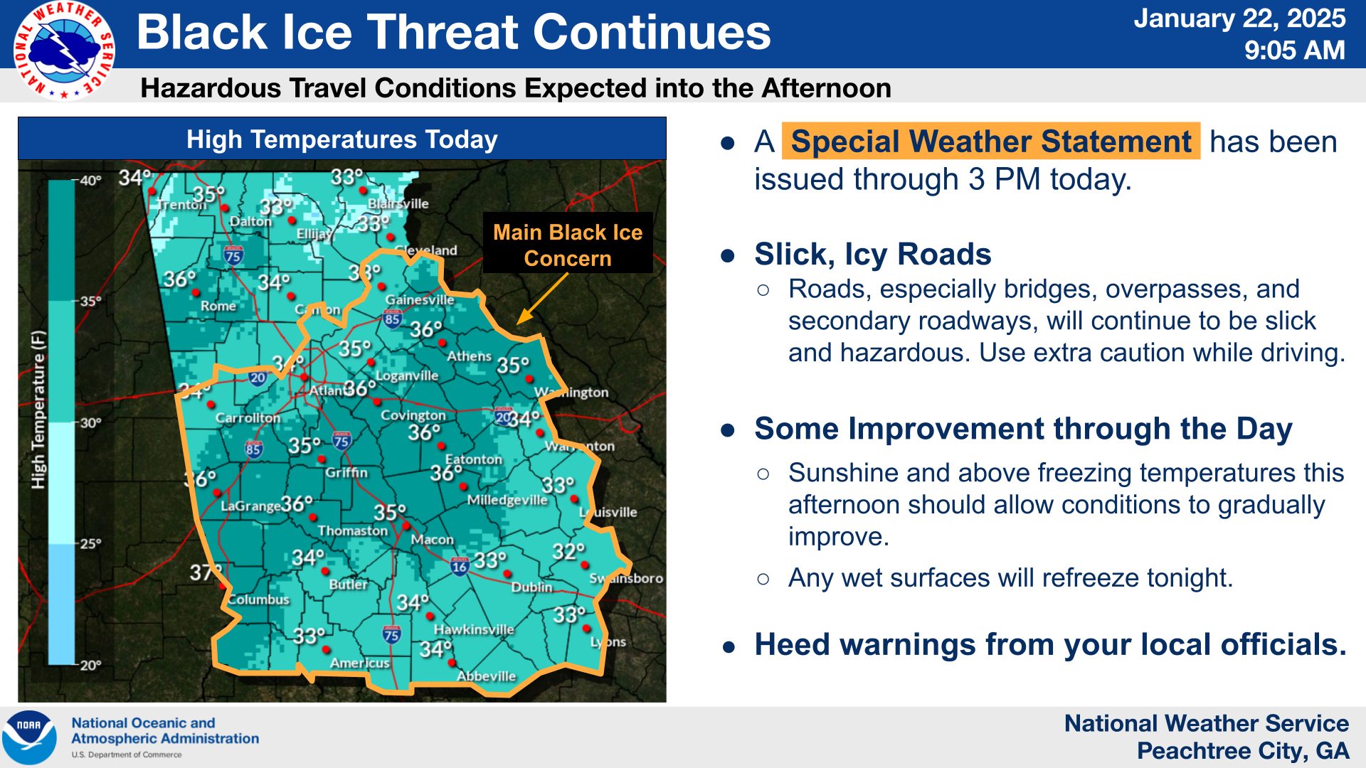 🚗 Why It Matters: Commuters and travelers should remain cautious. The risk of black ice remains high, particularly in spots where melting water refreezes overnight. Hazardous conditions could disrupt morning travel Thursday, so planning ahead is critical.