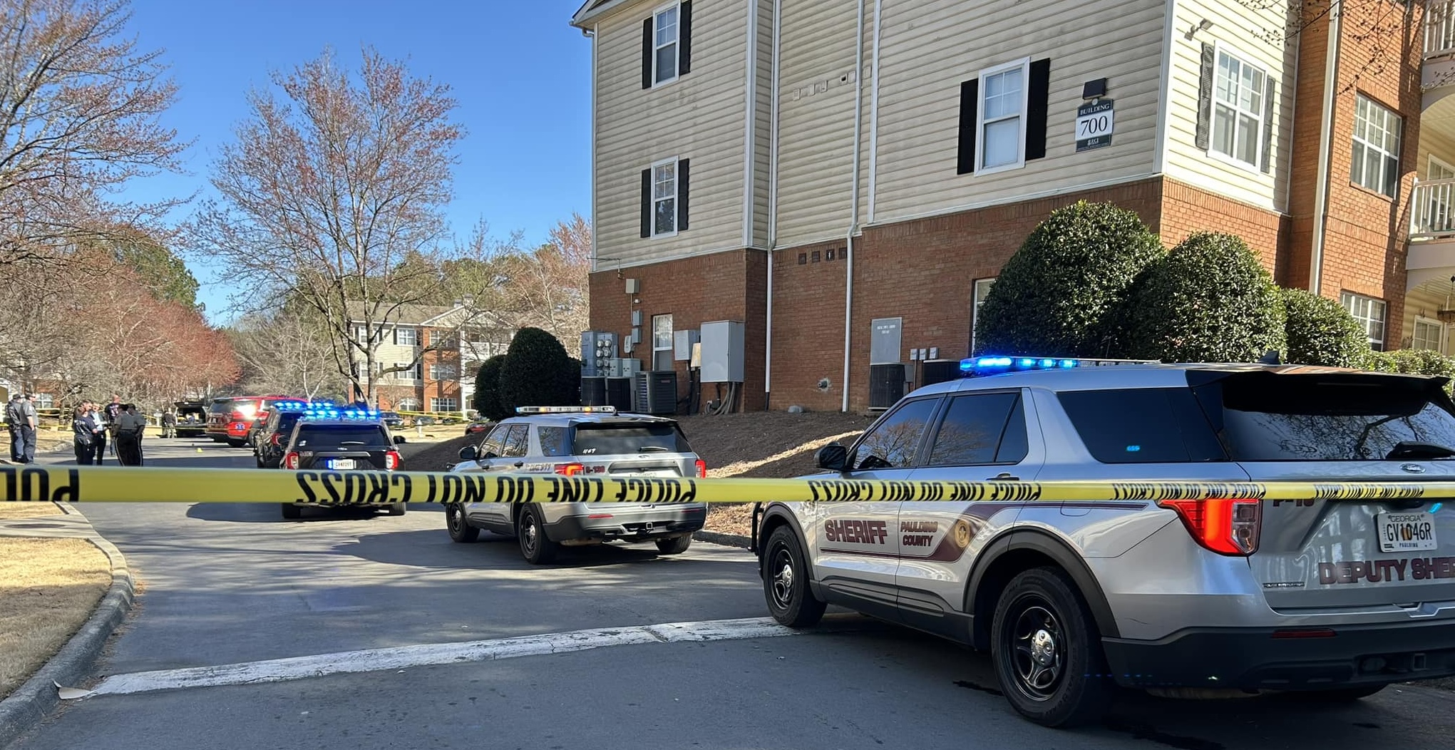 A domestic dispute at a Hiram apartment complex turned deadly Sunday afternoon after a woman stabbed a man before being shot by police, authorities said. Both the suspect and the victim died at the scene.