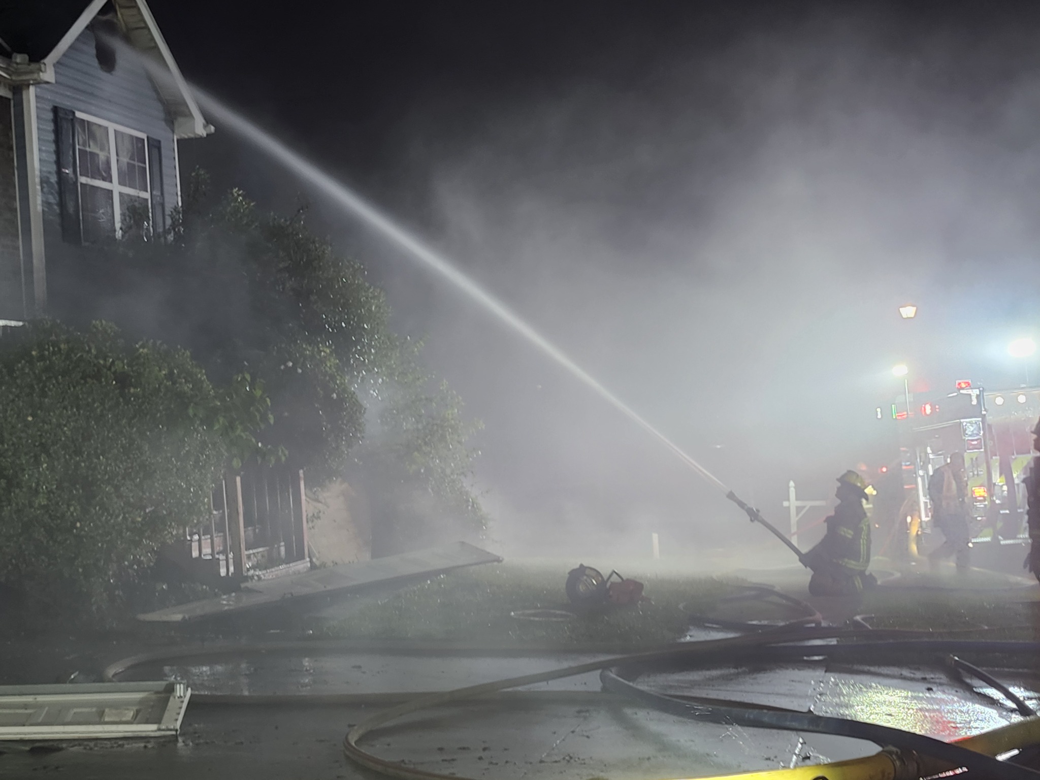 A house fire in unincorporated Snellville Tuesday night killed one person and three pets. Neighbors called 911 reporting flames and a trapped person inside the home on Round Stone Trail.