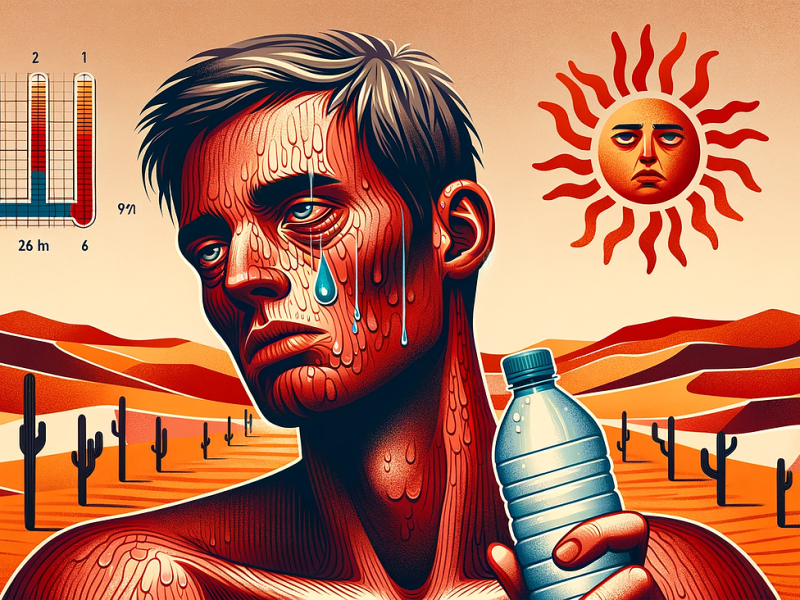 thirst, sun, dehydration, fatigue, tired, pallor, ai created, nature, heat, heatstroke