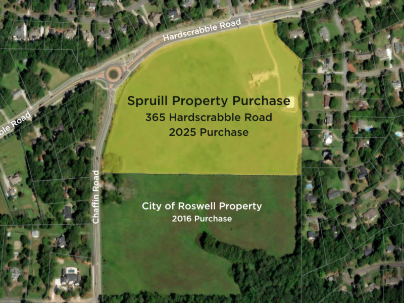 Roswell residents will soon enjoy a sprawling new 50-acre park after city officials approved the purchase of the 24-acre Spruill property on Hardscrabble Road, which will connect to 25 acres already owned by the city.