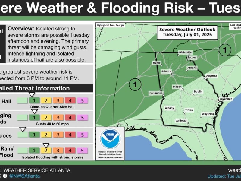 Georgia's stormy weather is not letting up. Georgians should prepare for dangerous weather conditions this afternoon and evening as a front moves through the state, bringing strong to severe thunderstorms.